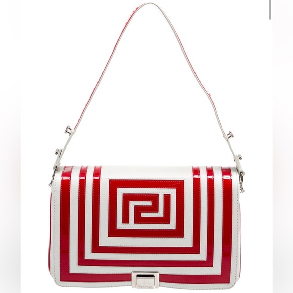 Versace Handbags - Versace Red and White Geometric Crossbody Bag